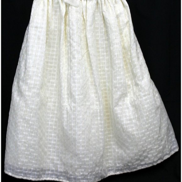 Pretty 'n Pink White Cream Checkered Formal Dress Sheer Collar Faux Pearls Sz 14 - Picture 3 of 6